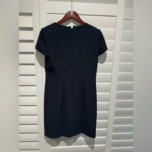 Vintage 90s Warren Petites New York Blue Sparkle Baby Doll Mini Party Dress 8P